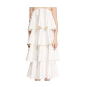 Solace London Strapless Cream/Ivory Tiered Dress